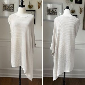 Allsaints Aster Tee Top Relaxed Asymmetrical Ivory Ecru Open Knit L